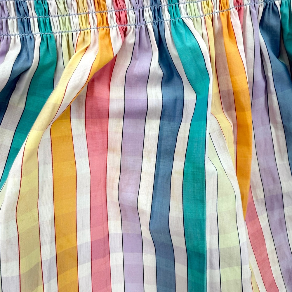 J CREW Smocked Midi Skirt Rainbow Stripe Womens White Pink Cotton Resort NEW - Picture 14 of 16